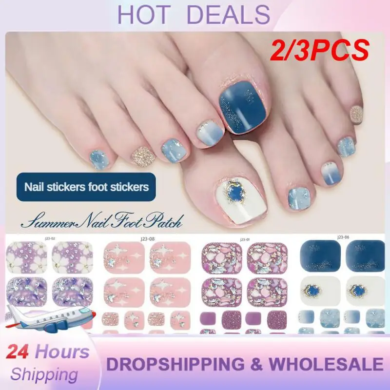 2/3PCS White Foot Nail Sticker Flash New Products Lightweight And Breathable Fashion Exquisite Beauty And Health