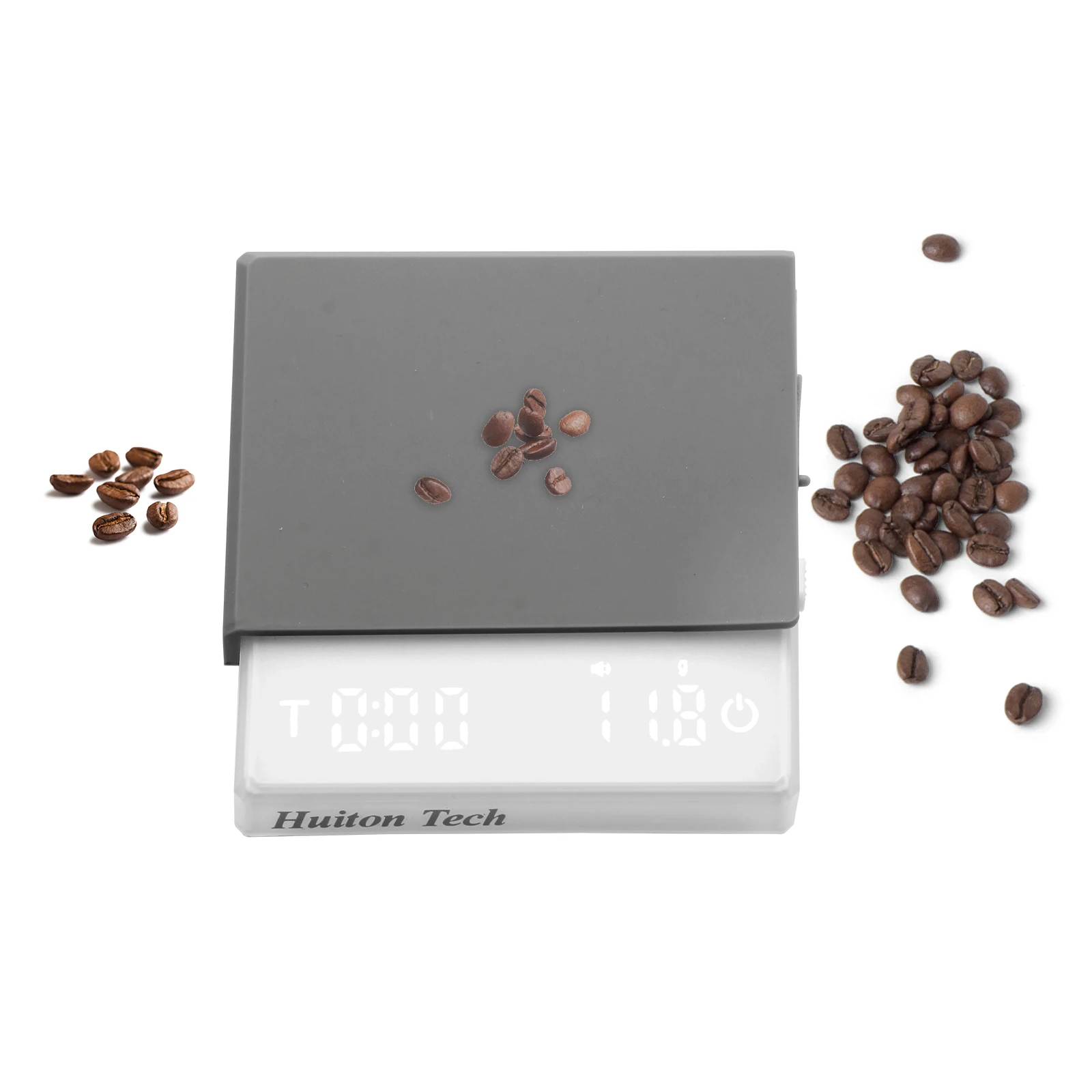 Huiton Küchenkaffeewaage mit Timer, wiederaufladbare Digitalwaage, 0,1 g, hohe Präzision, 3 Modi, Tropf-Espresso-Waage, Barista-Geschenk
