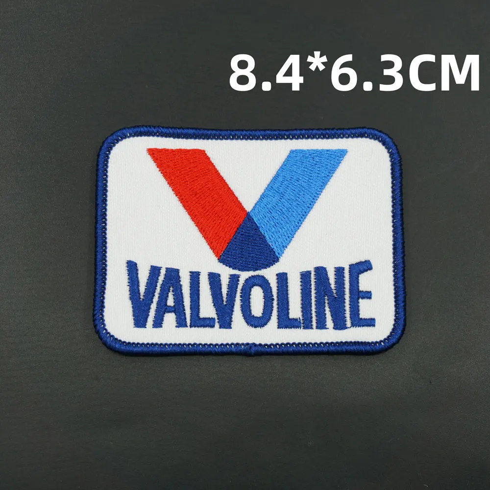 valvoline oil badge Embroidered Patches for Clothing, Backpack Badge with Hook Backing, Armband Patches