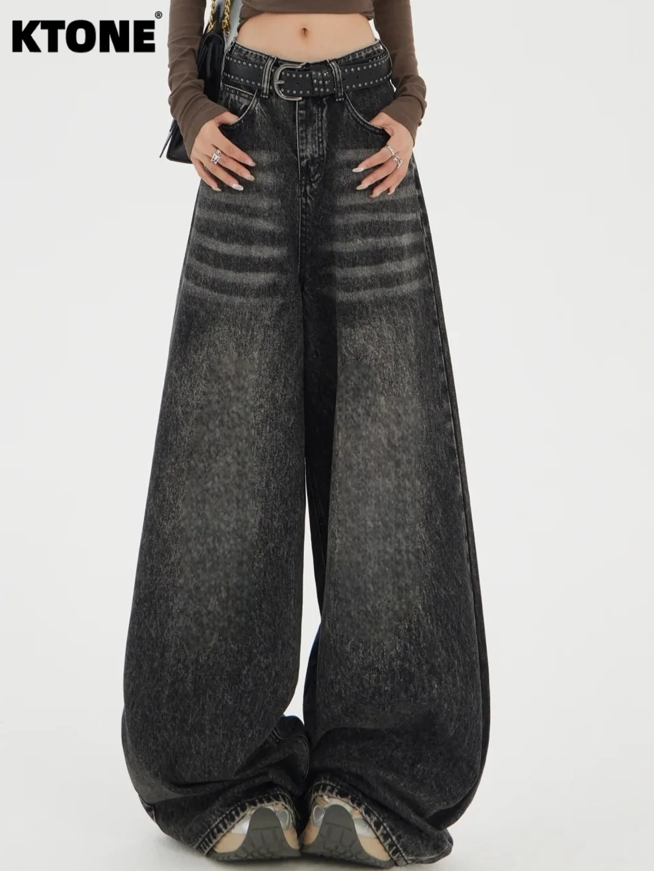 

Light Retro Y2K Black Baggy Jeans For Dating Drip Style Casual Trousers No accessories or belts included