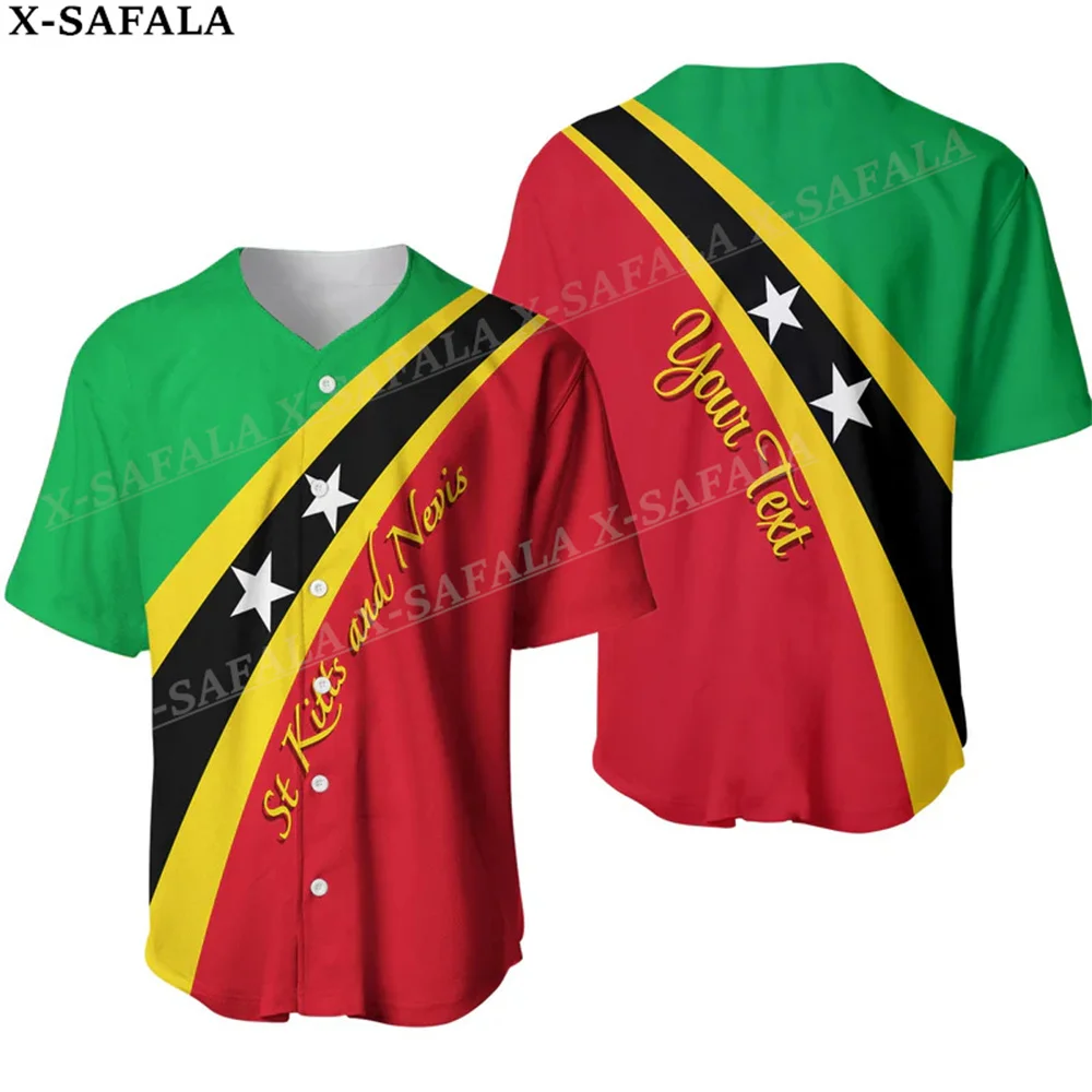 

Saint Kitts And Nevis Coat Of Arms Love Country 3D Printed Baseball Jersey Summer Shirt Men's Tops Tee Oversized Streetwear-1