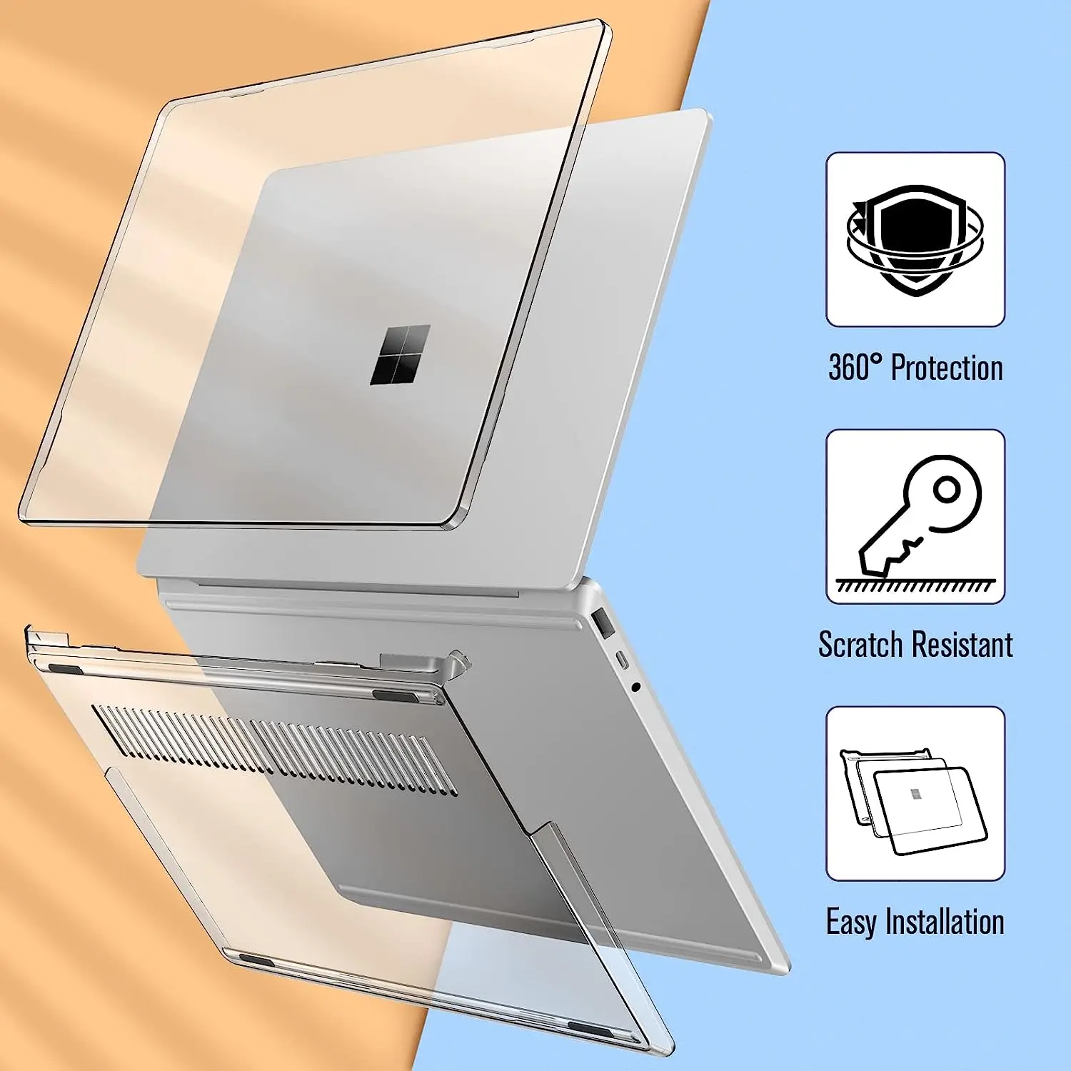 Laptop Case for Microsoft Surface Laptop 13.5 2022 Laptop Go 2 1 3710 Case for Laptop 15 1979 1953 High Cransparency Shell