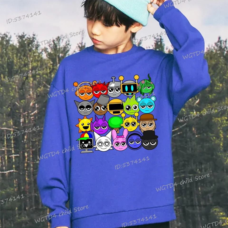 Neues Sprunki Sweatshirt Kinder Lustiges Incredibox Spiel Y2K Sudadera Jungen Mädchen Cartoon Sprunki Figurendruck Anime Kapuzenpullover