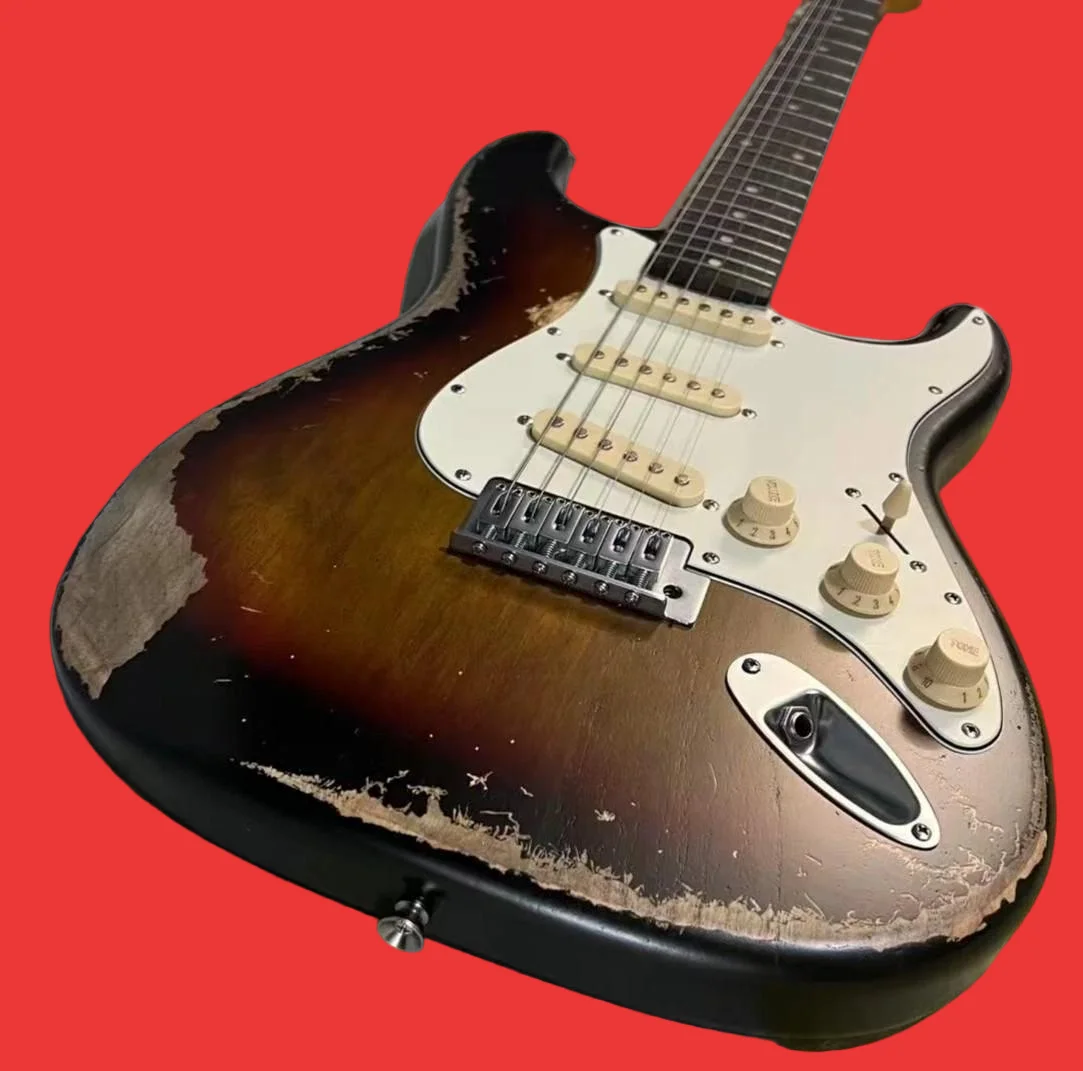 

Лидер продаж 2026, винтажная гитара Sunburst цвета, гриф из палисандра, корпус из ольхи