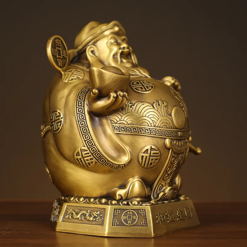 Copper Wealth god Statue ingot god Statue Office Home Decor Gift for Desk Ornament