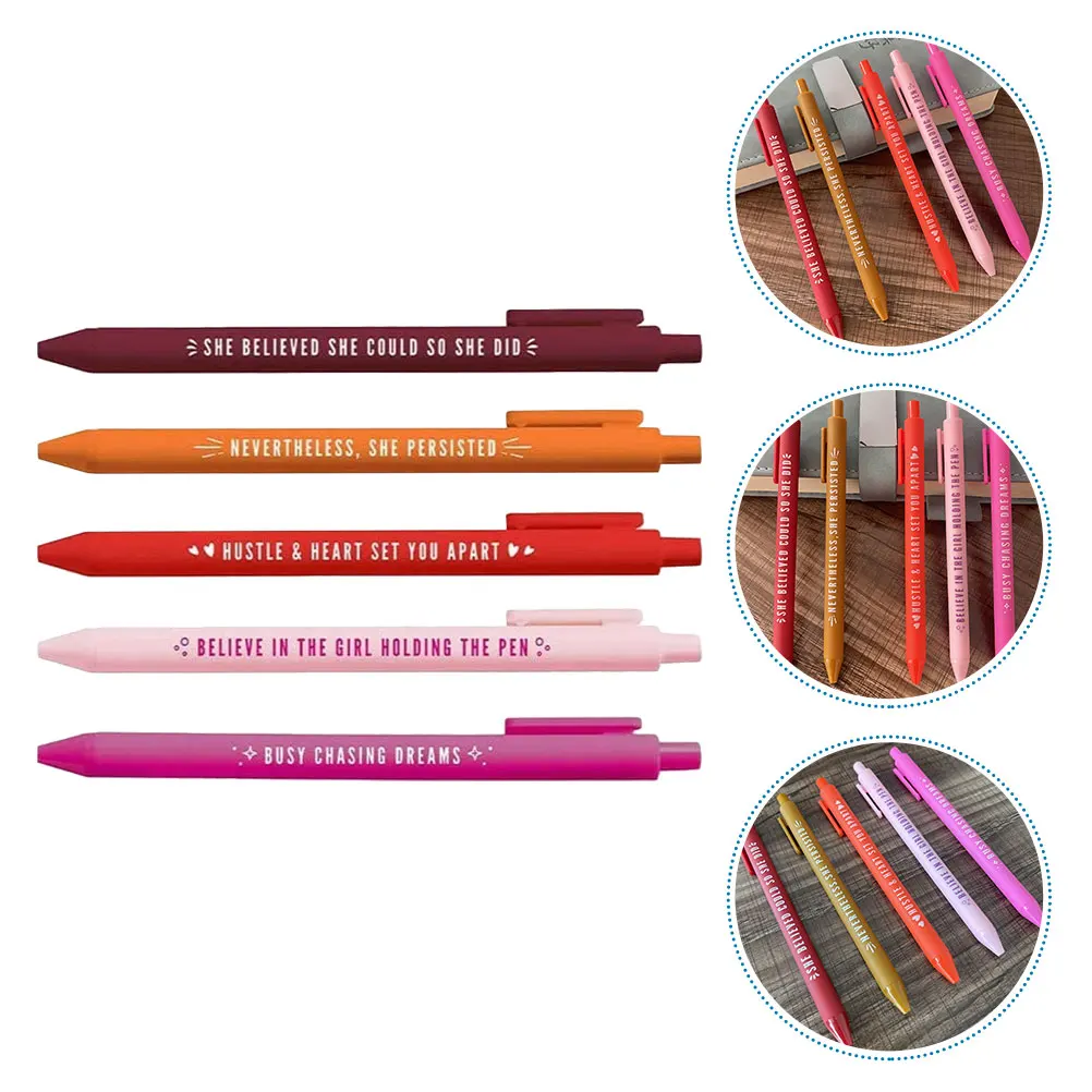 5pcs Vibrant Colors Empowerment Gel Pens Motivational Writing Smooth Tip Plastic Retractable Ballpoint Pens For Use