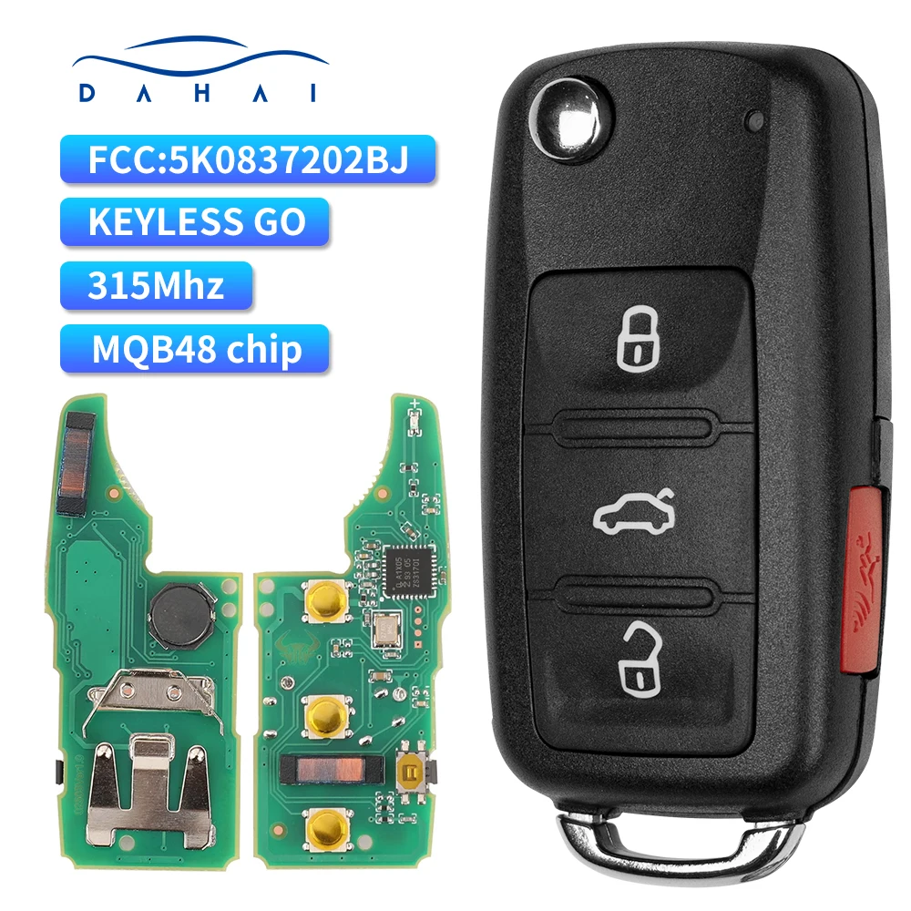 

Дачай 5К 0837202 AK/BP KeylessGo дистанционный ключ 315 МГц ID48 для Volkswagen VW Tiguan Beetle EOS GOLF JETTA PASSAT NBG 010206 Т