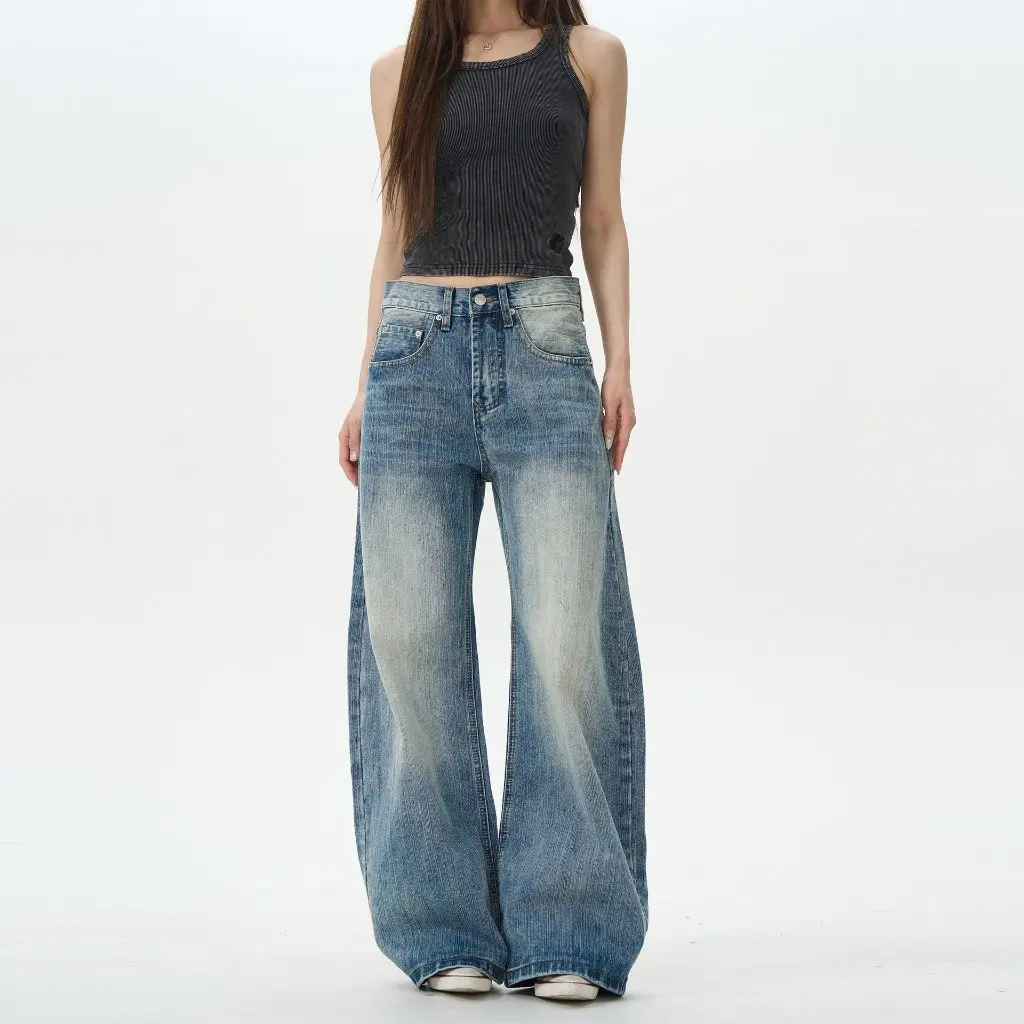 

Высококачественные брюки Scimitar в американском стиле в стиле ретро, мужские и женские широкие джинсы, рваные нишевые джинсы с узором, новый модный бренд