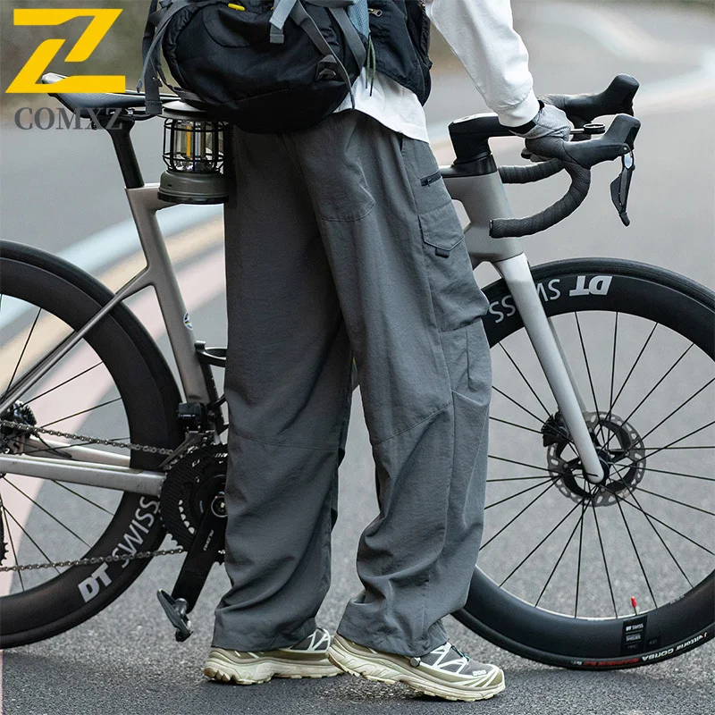 New 2025 Men Cargo Pants Lightweight Camping Drawcord Trousers Mountain Climbing Comfort Multi Functional Utility Outdoor Pants