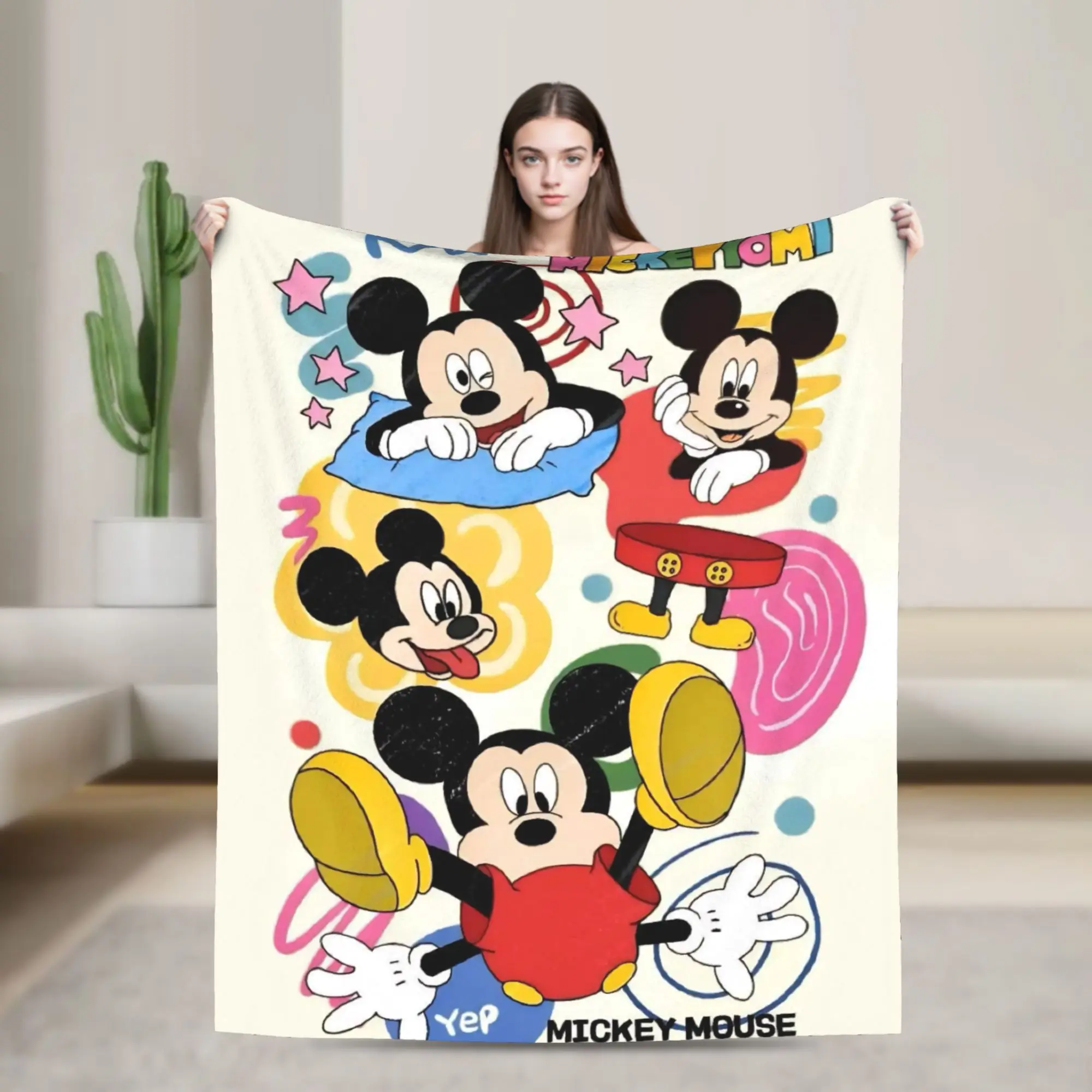 

Mickey Mouse Cartoon Blanket Cozy Soft Throw Blankets for Couch 50x60 Inch Multi-size Rug Piece