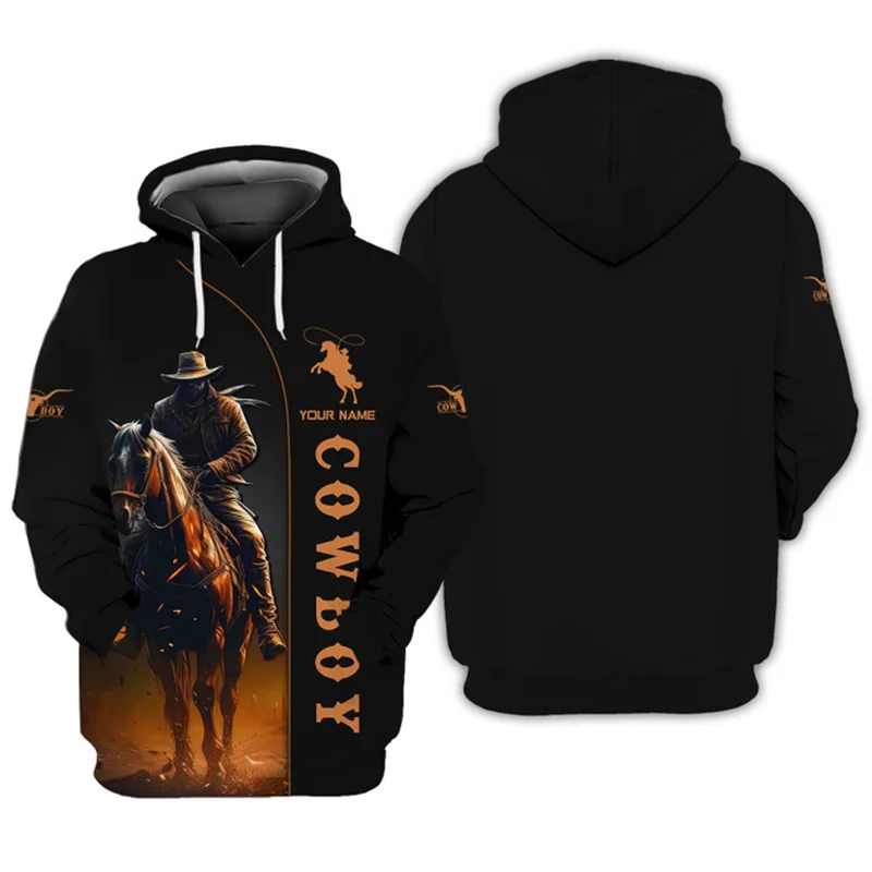 Vintage West Cowboy 3d Printed Hoodie For Men TIKI Xmas Pattern Sweatshirt Hoodies Winter Fashion Long Sleeve Pullover Sportwear