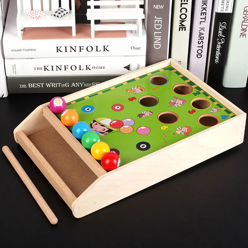 Wooden Toys Desktop Billiard Game Education Toy for Children Color and Digital Cognition Parent-child Interaction