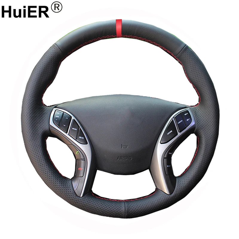 Hand Sewing Auto Car Steering Wheel Cover Volant Wrap For Hyundai Azera 2012 - 2017 Braid on Steering Wheel 2016 2015 2014 2013