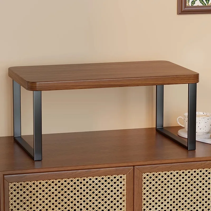 Solid Wood Coffee Machine Storage Rack, Kitchen Desktop Organizer, Water Bar Microwave Cup Storage Shelf