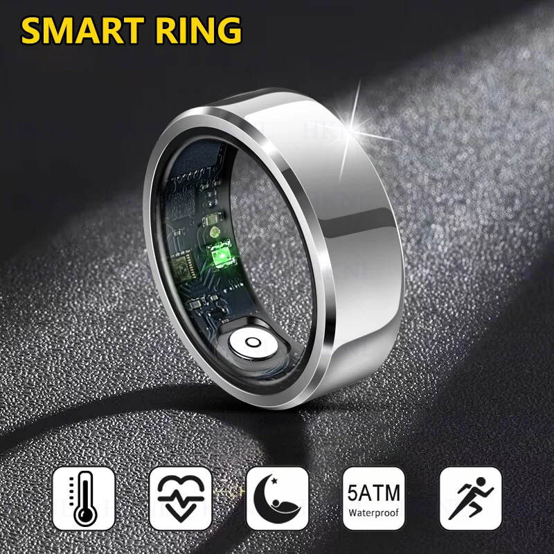 

New R6 Smart Ring Health Monitor Men's Thermometer Blood Pressure Heart Rate Sleep Monitor IP68 Waterproof IOS Android