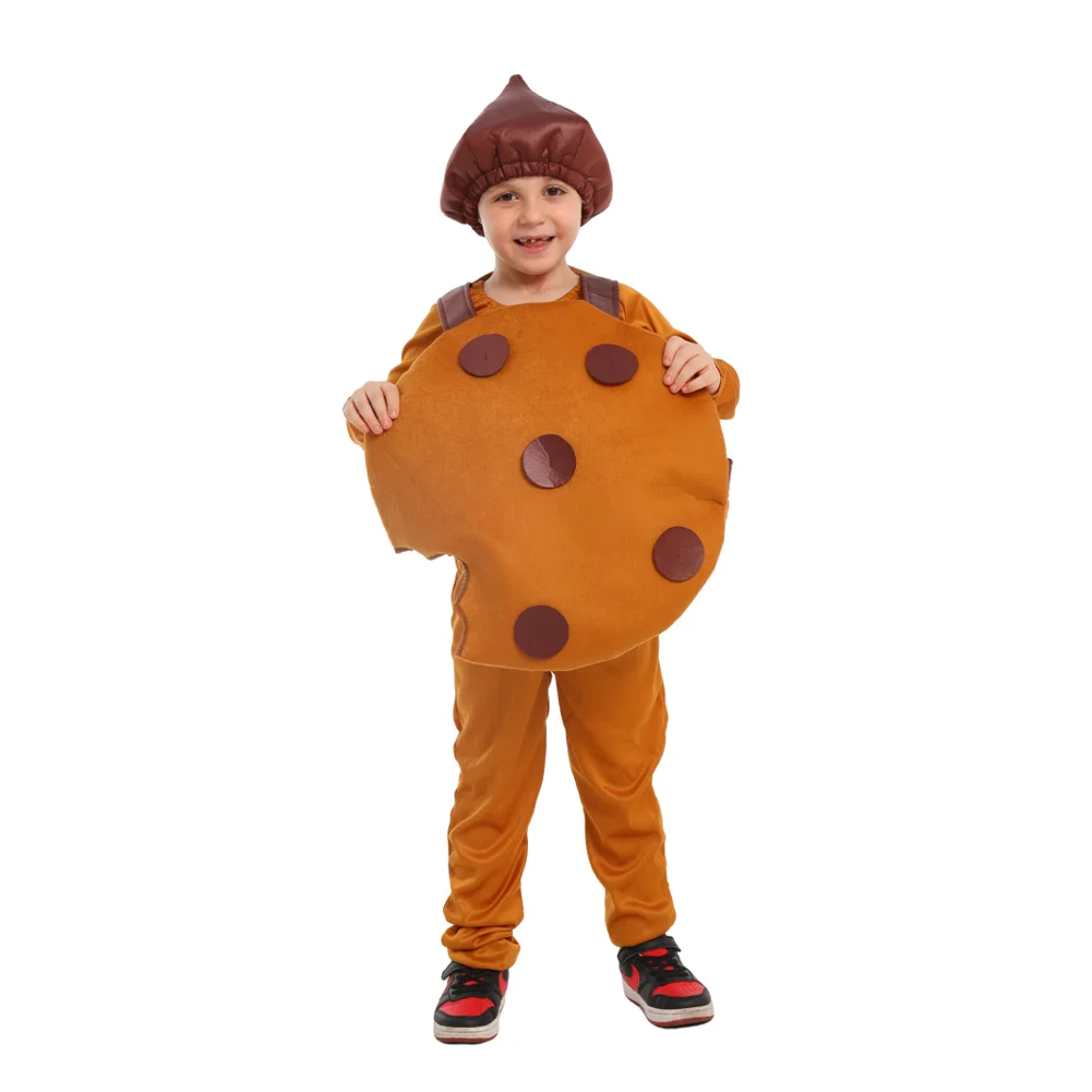 Kinderen Koekjes Chocolade Cosplay Kostuum Kinder Kerst Prestaties Bruine Kleding Hoed Outfits Halloween Carnaval Feestpak