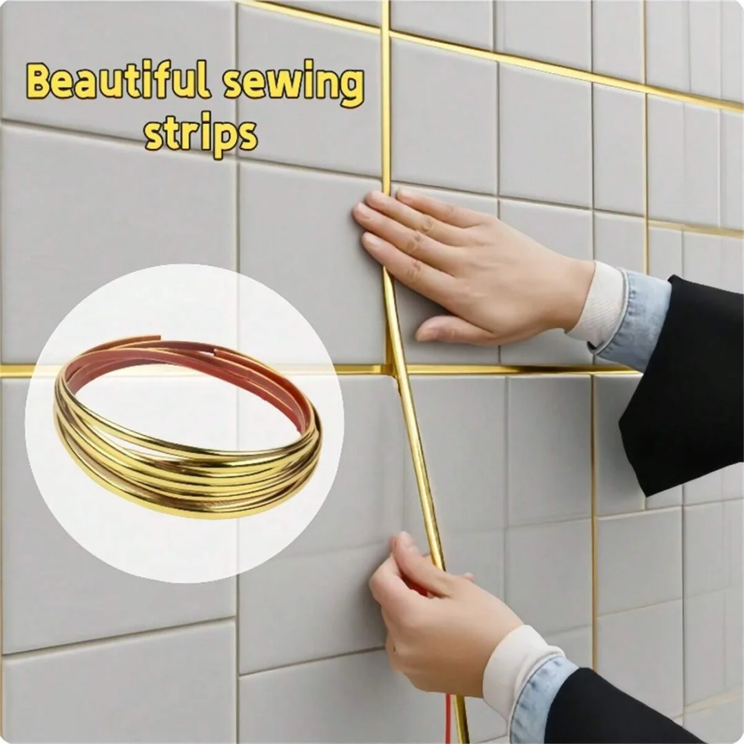 1pc 5mx0.8cm Golden PVC Decorative Edging Strip Tape - Perfect for Wall, Ceiling & Furniture Edge Banding Seamless Wall Corner W