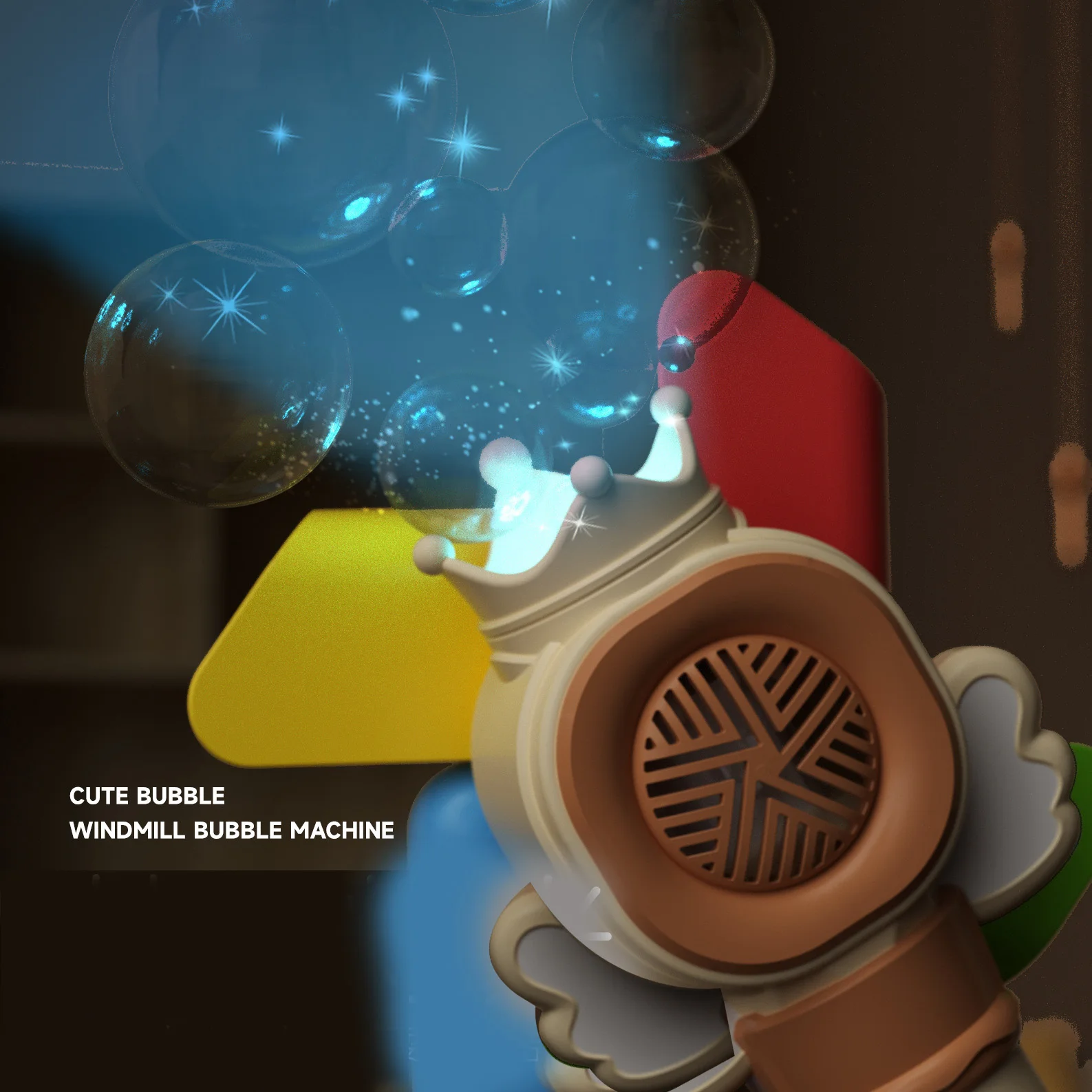 Máquina de burbujas de molino de viento para niños, juguete automático de burbujas de flores con varita de burbujas ligera, soplador de burbujas, juguetes para chico