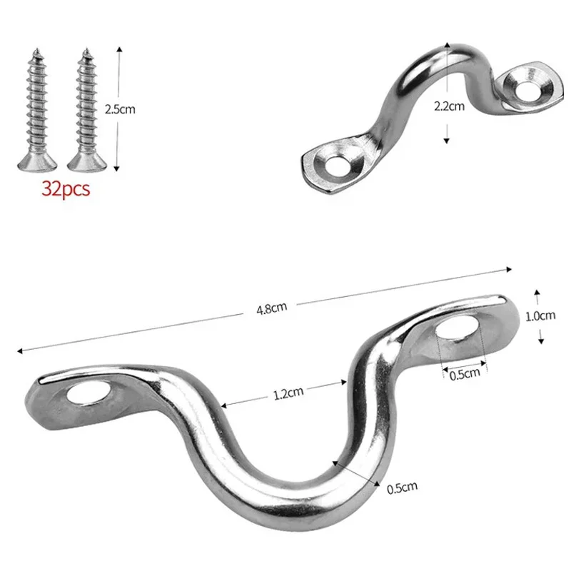 4Pcs Handle 4/5/6MM 316 Stainless Steel Wire Eye Strap Boat Marine Tie Down Hook Canopy Engines Accessories