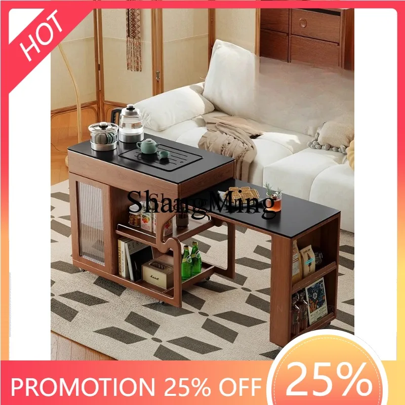 

CL Table Home New Chinese Style Solid Wood Extendable Movable New Small Apartment Tea Cart
