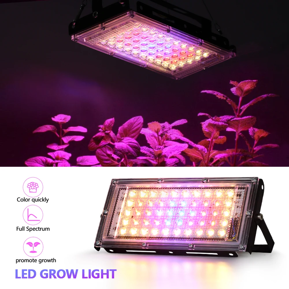 Imagem -06 - Full Spectrum Led Grow Light Lâmpada Hidropônica Estufa Sementes Flor Iluminação de Crescimento Vegetal 50w 220v