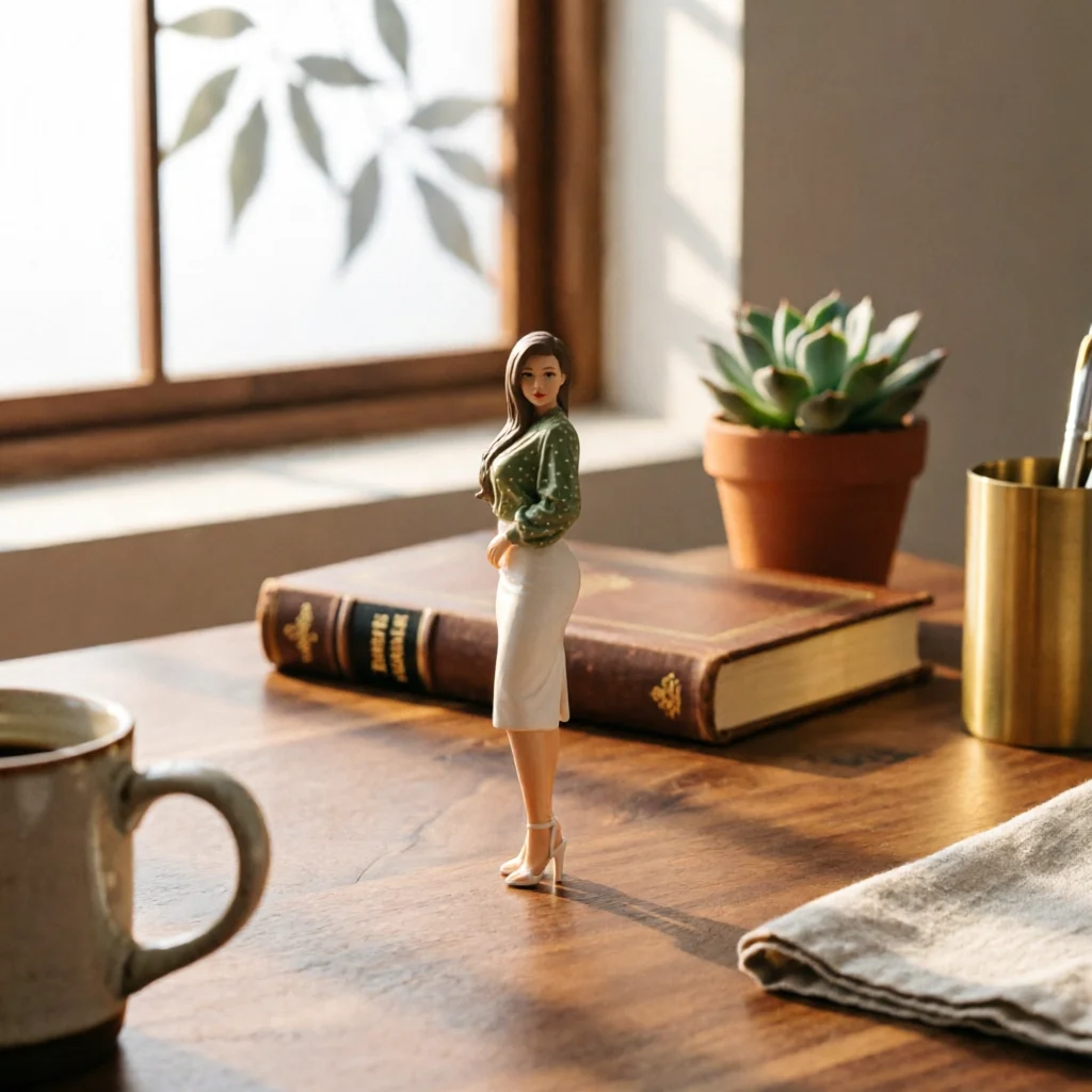 Fashion Model Figurine Hand-Painted Miniature Female Figurine Miniature Female Figure Realistic High Realism for Collectors