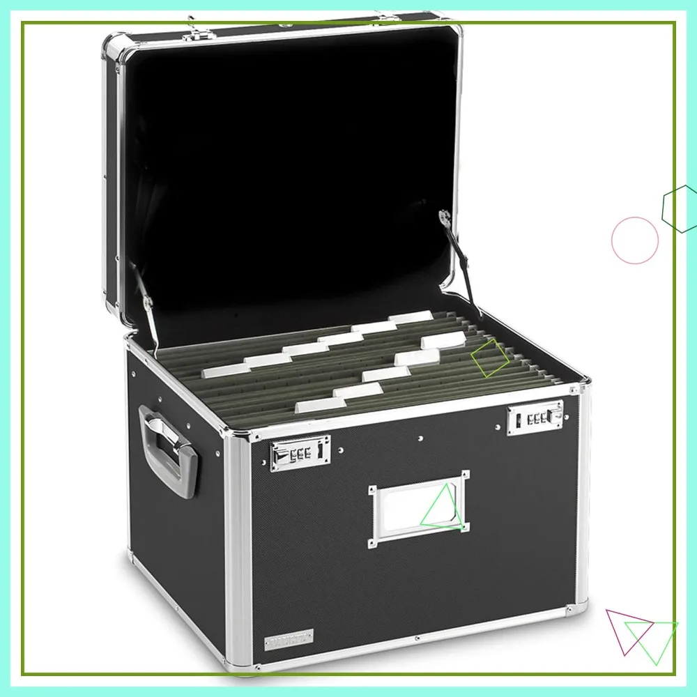 

Портативный ящик для документов 17.5x14x12.5 дюймов с замком для хранения форматов Legal/Letter, черный