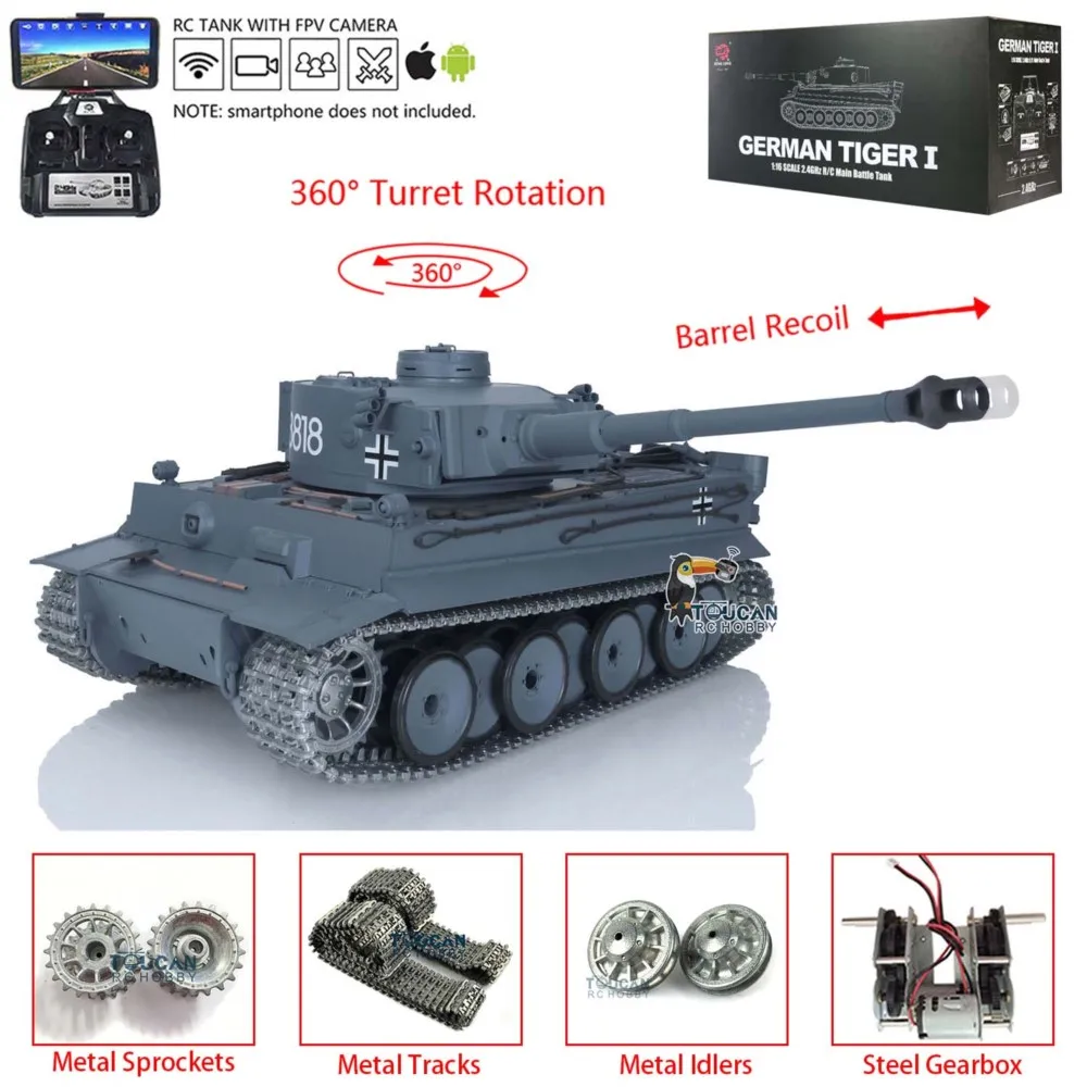 RCパンツァー ヘンロン 1/16 7.0 アップグレード版 タイガーI RC戦車 FPV 3818 W/ 360 °   タレット砲身反動車両 ラジコン パンツァー TH17243