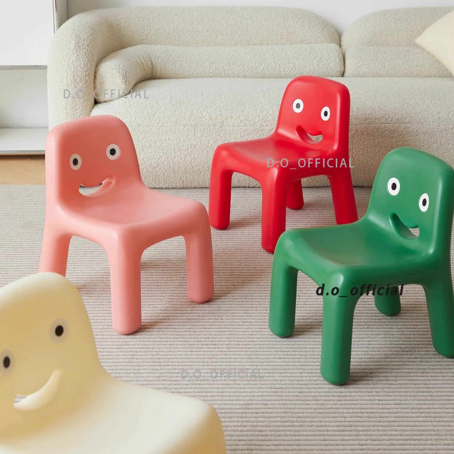 Children's smiley chair; kindergarten early education learning chair; home use cute little stool; baby backrest chair.