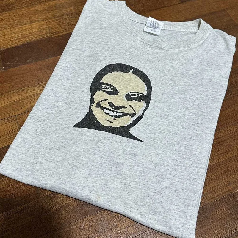 Men\'s T-Shirt Aphex Twin Graphic Cotton Tops Oversized Harajuku Summer Tees Korean Fashion Short Sleeves Y2k Streetwear Clothing