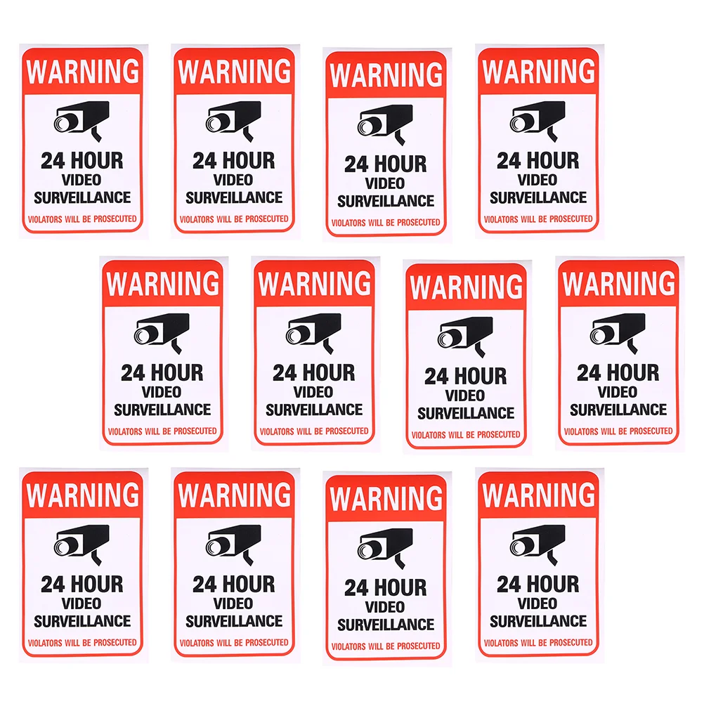 

20 Pcs Stickers Monitor Warning Video Adhesive Sign 24 Hour Signs