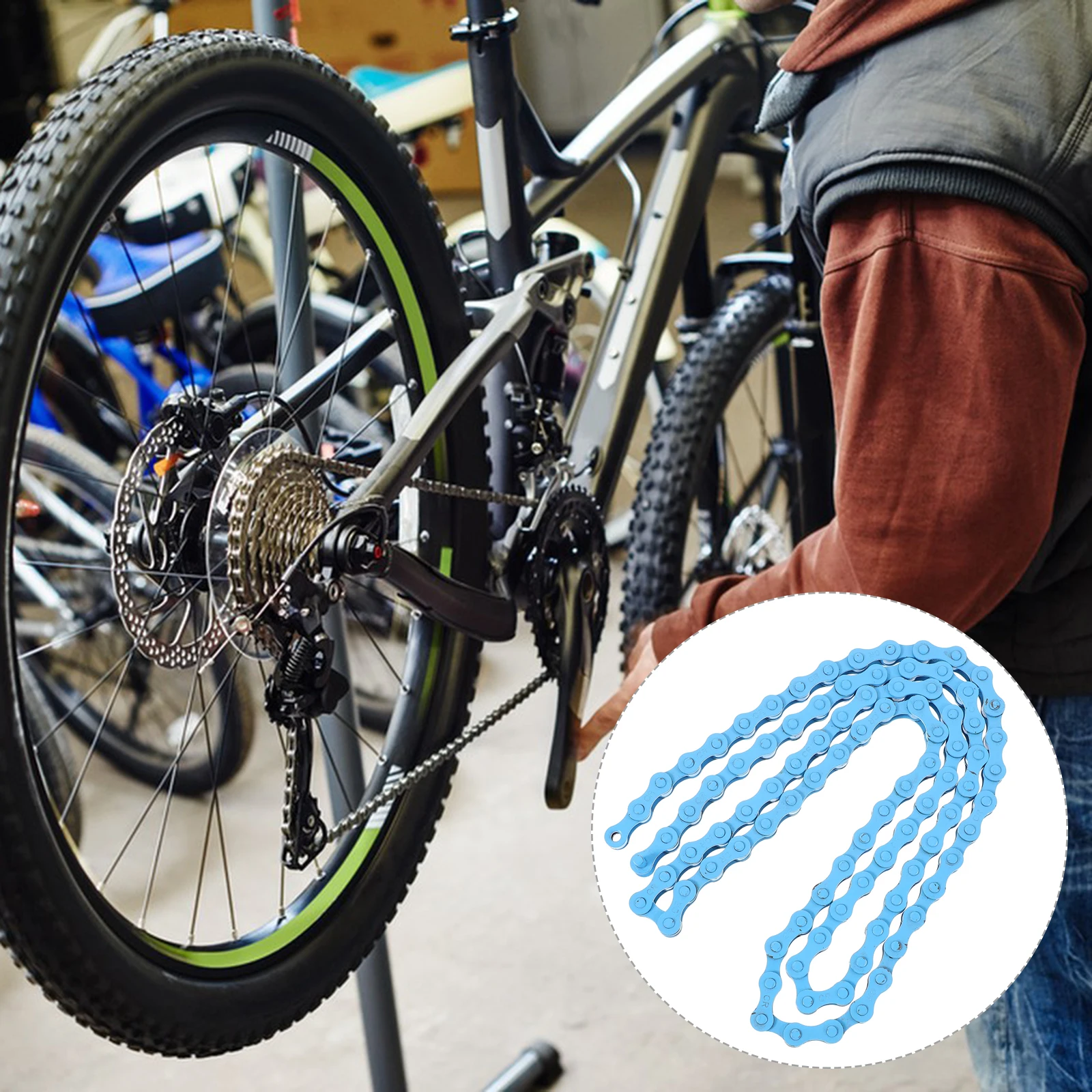 

Bicycle Chain Links Blue Durable Replacement for Mountain Bikes Smooth Shifting Metal Mountain Cycling Chain Accessories Cycling