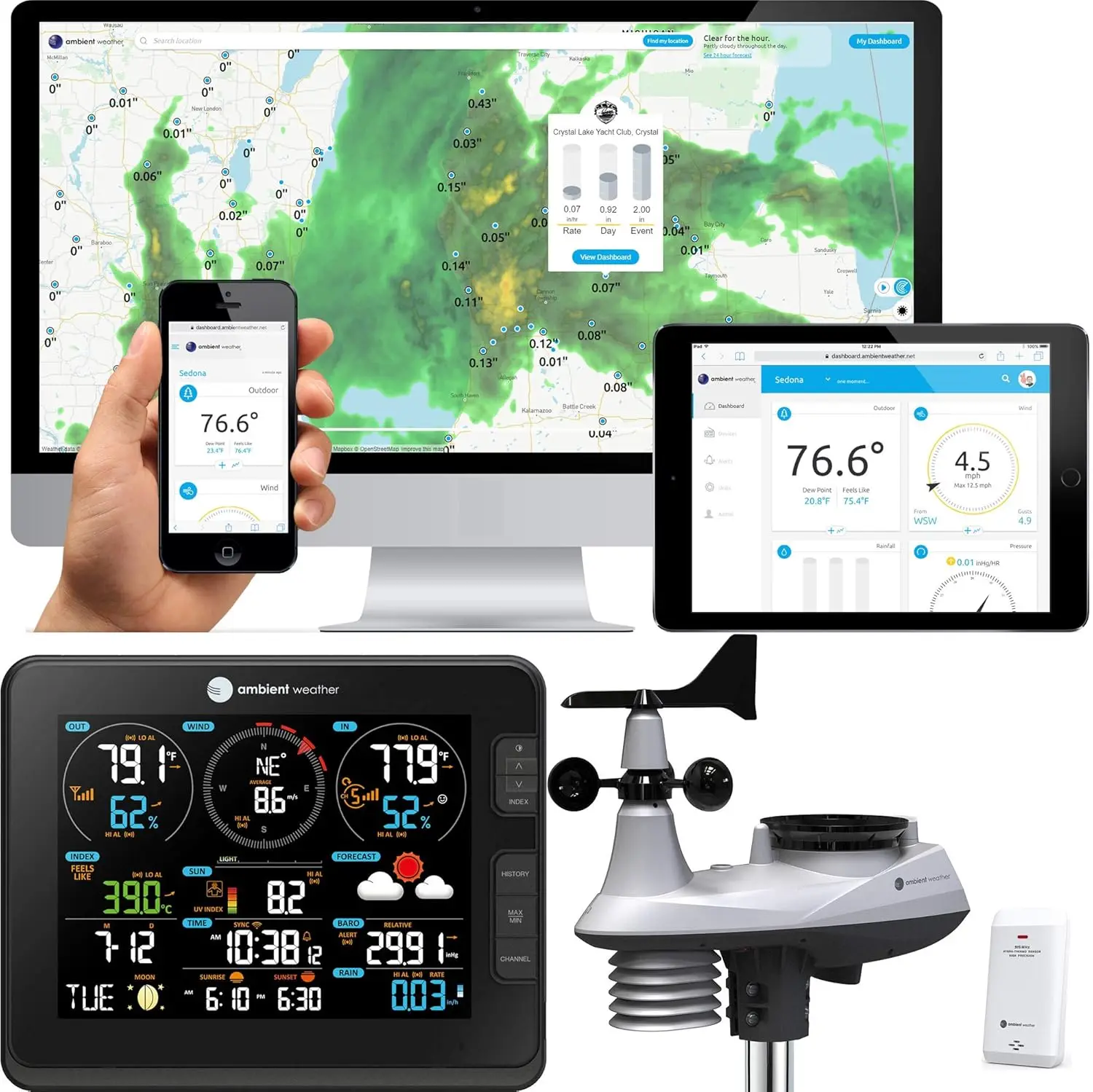 

Falcon WS-8480A Fan Aspirated Smart WiFi Weather Station with Remote Monitoring and Alerts