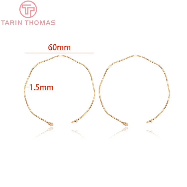 (3398)4PCS 65MM 24K Gold Color Brass High Bracelet Quality Jewelry Making Supplies Diy Findings Accessories