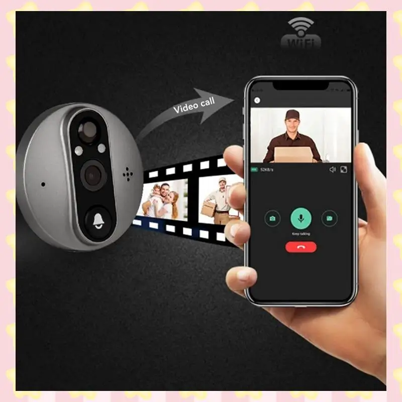 

AB51 Tuya Wi-Fi Smart Cat Eye Мониторинг дверного звонка 3-мегапиксельная камера 140 ° Широкоугольный электронный наблюдатель «кошачий глаз»