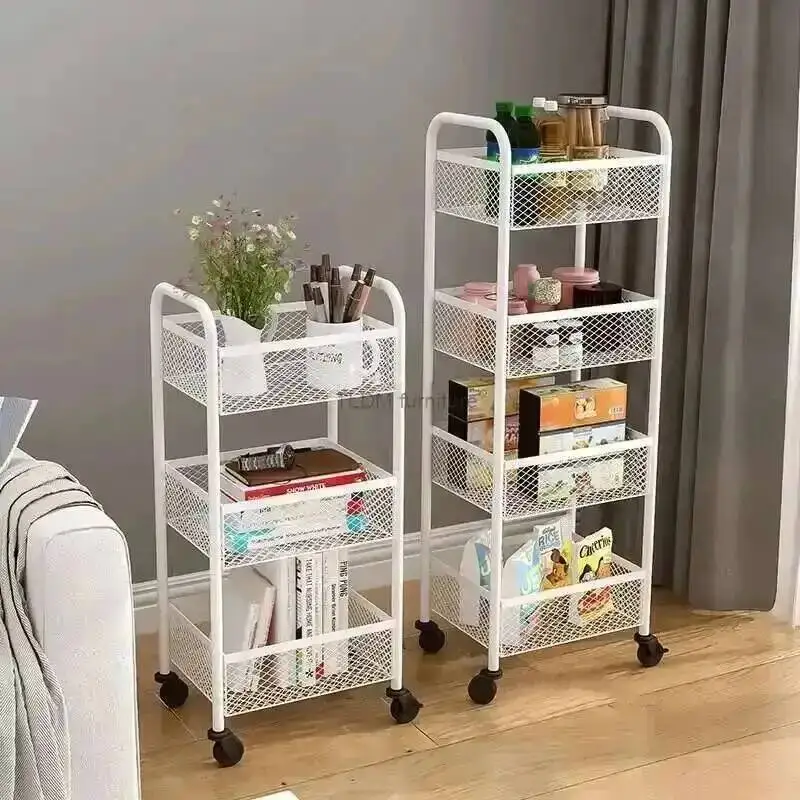 

Snack Nordic Metal Kitchen Trolleys Storage Removable Rack Kitchen Furniture Multi-layer Kitchen Island Ins Storage Shelves E