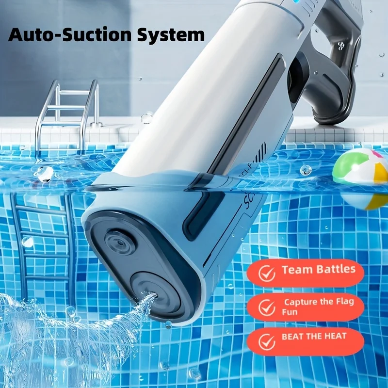 Auto-Fill Electric Pulse Jet Water Blaster, Large Tank Rapid-Fire Water Gun with LED Light, for Kids & Adults Outdoor Beach Toy