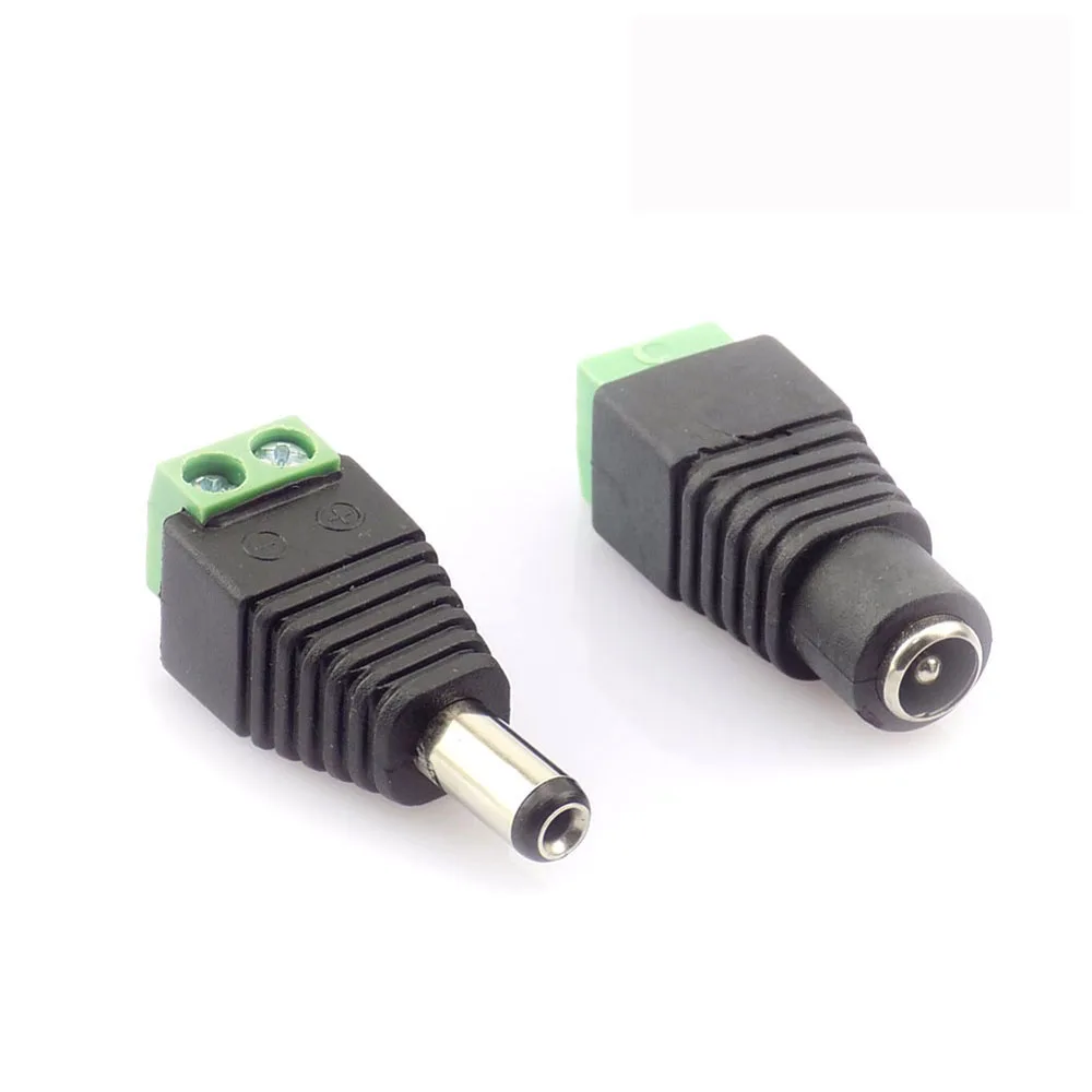 Female Male DC Connector 2.1x5.5mm Power Jack Adapter Plug Cable Connector For LED Strip Light CCTV Camera J17