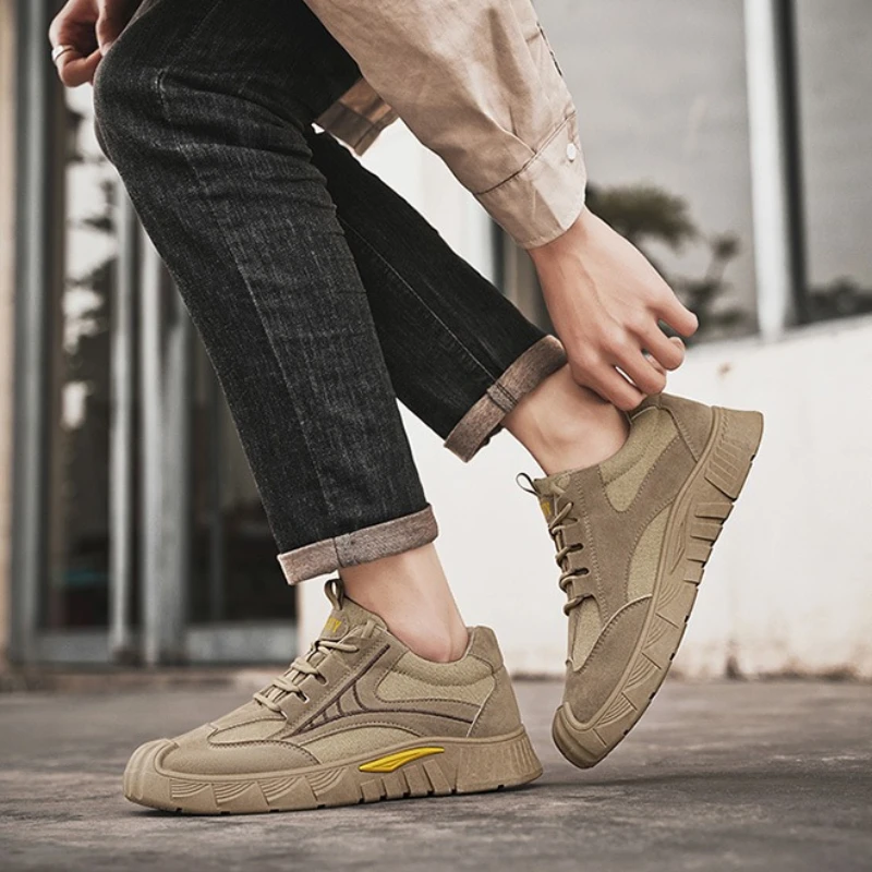 Men\'s Hiking Shoes Suede Leather Outdoor Shoes Wear-resistant Men Trekking Walking Hunting Tactical Sneakers  zapatos