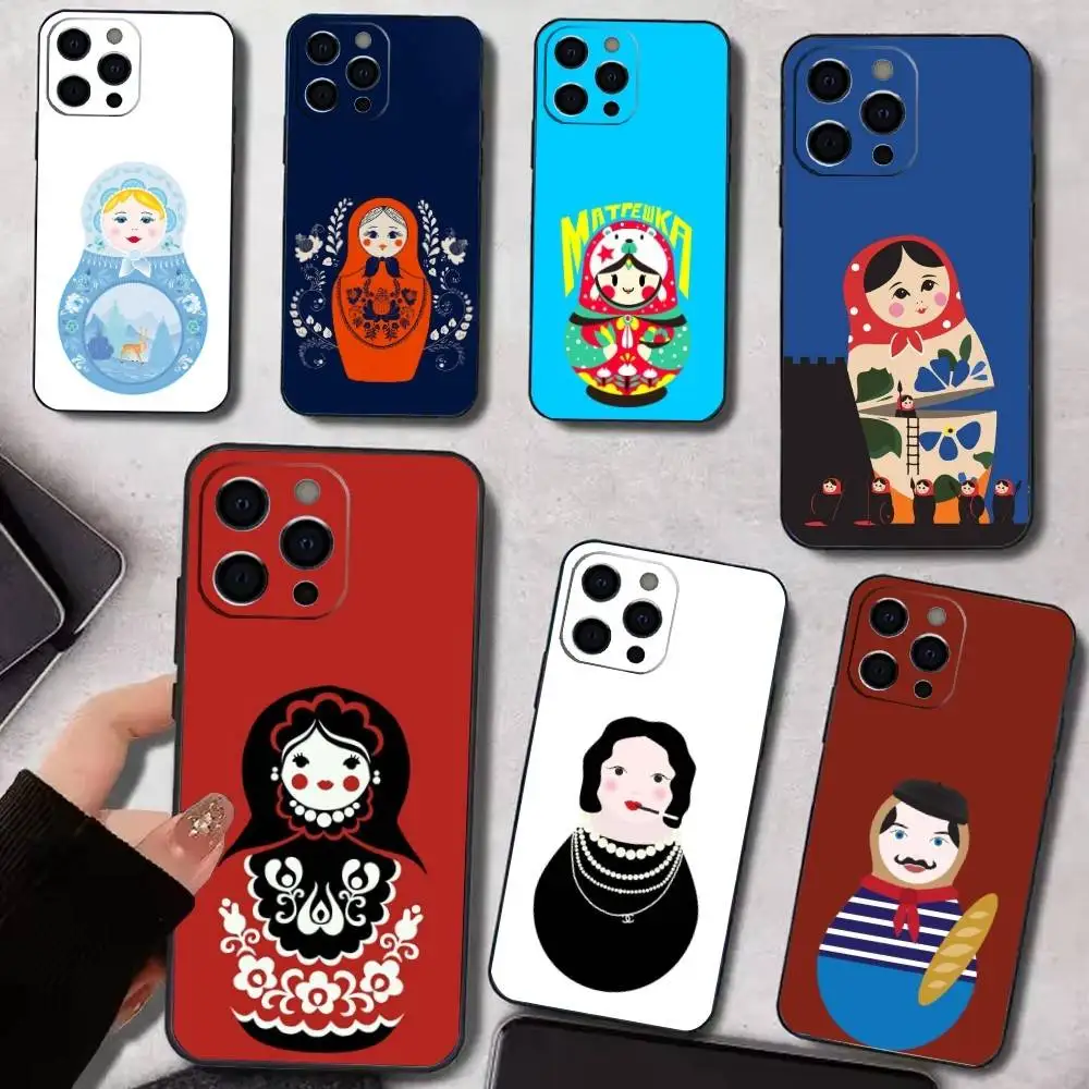 

M-Matryoshka Russian D-Dolls Phone Case For IPhone 17,16,15,14,13,12,11,Plus,Pro,Max,Plus,XS,soft case Black silicone