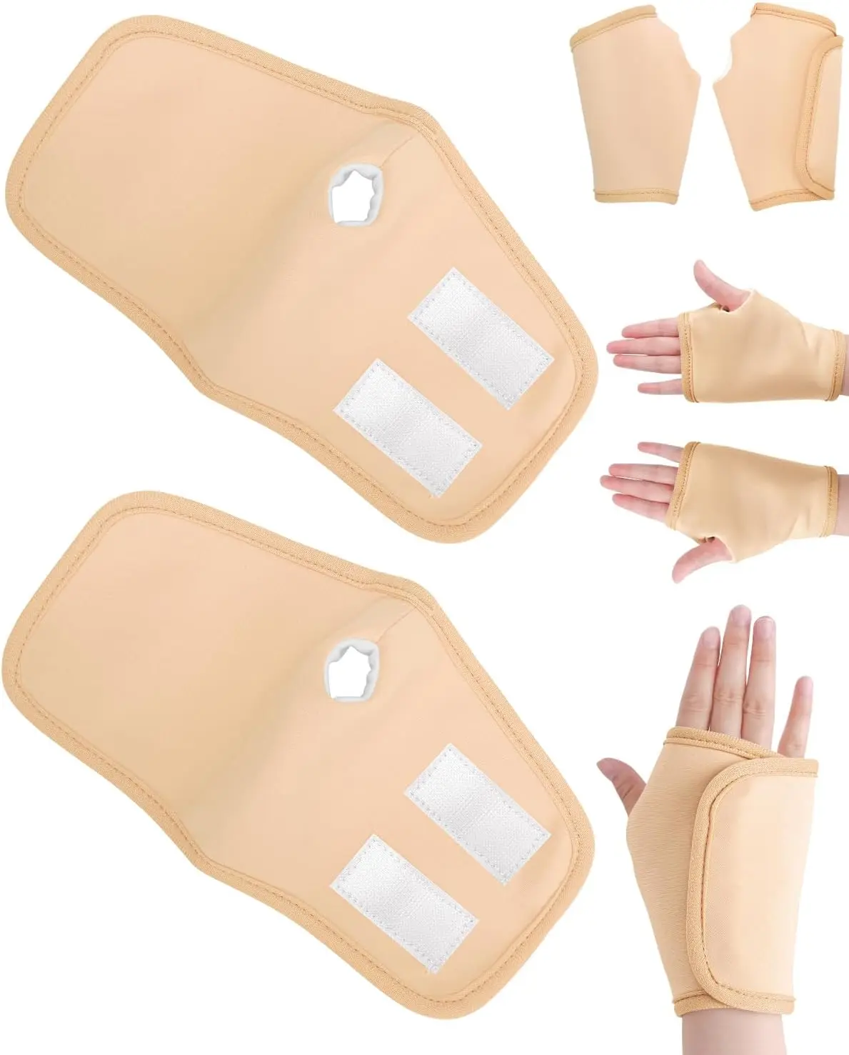 2 Pcs Castor Oil Pack Wrap for Hands, Reusable Organic Cotton Hand Castor Oil Pads, Self Adhesive Adjustable Hand Wraps, Prevent