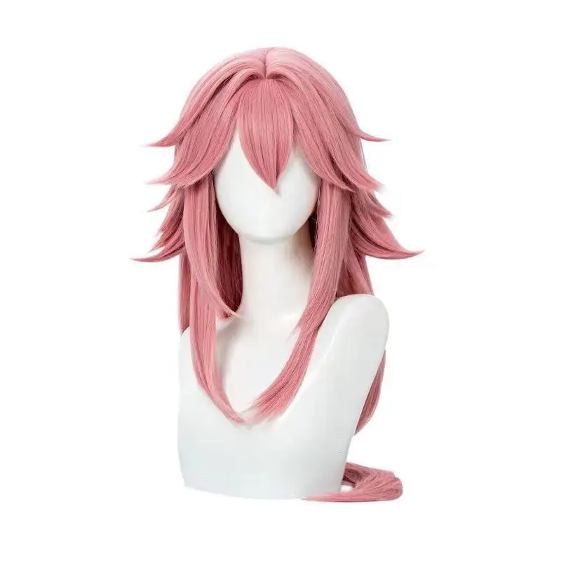 

Парик для косплея в стиле Yae Miko - Genshin Impact Inazuma Pink Fox Hair, откидные концы головы, аксессуар для конвенции аниме