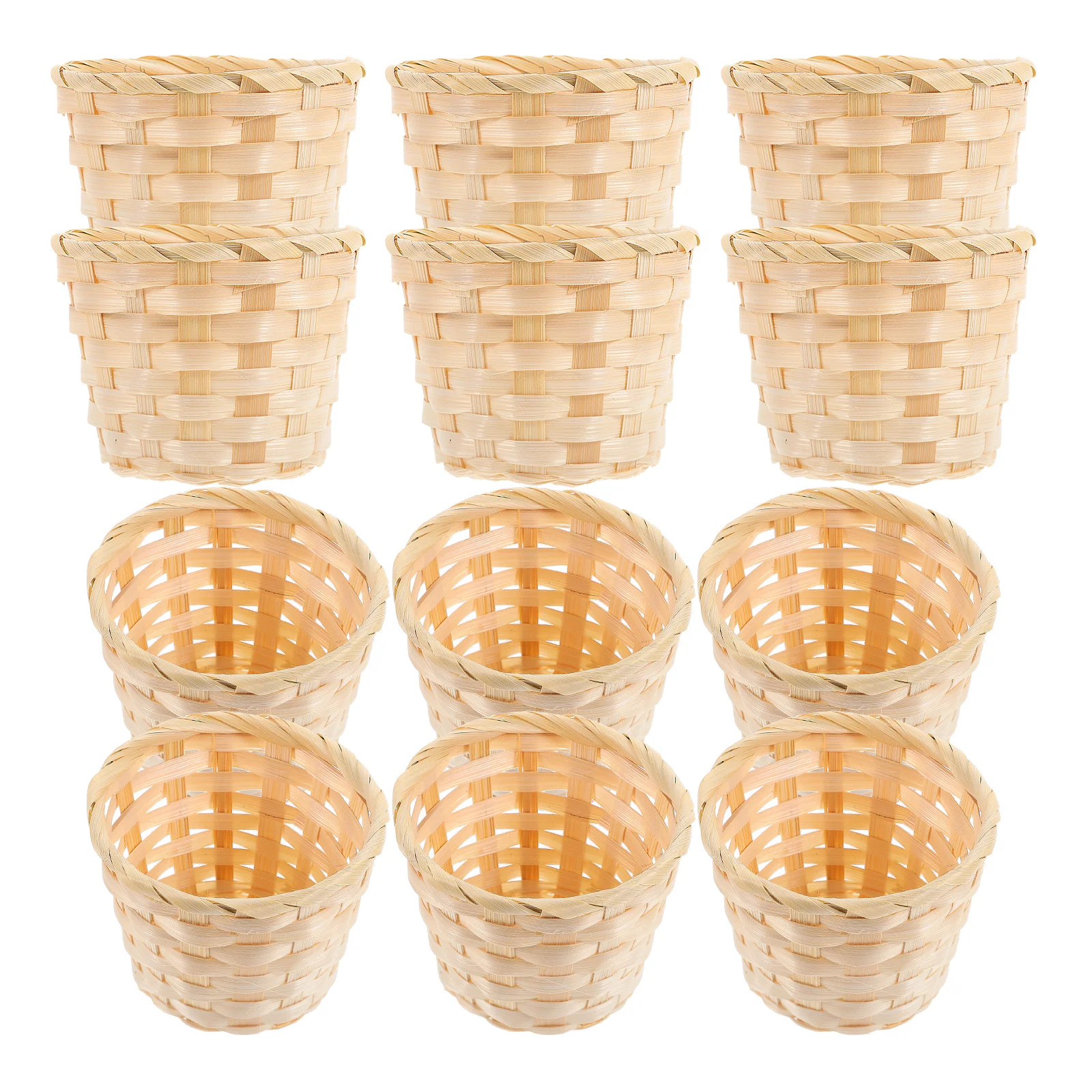 

12 Pcs Desktop Storage Basket Practical Tiny Woven Breathable Sundries Organizer Mini Office Decor Wooden Garden