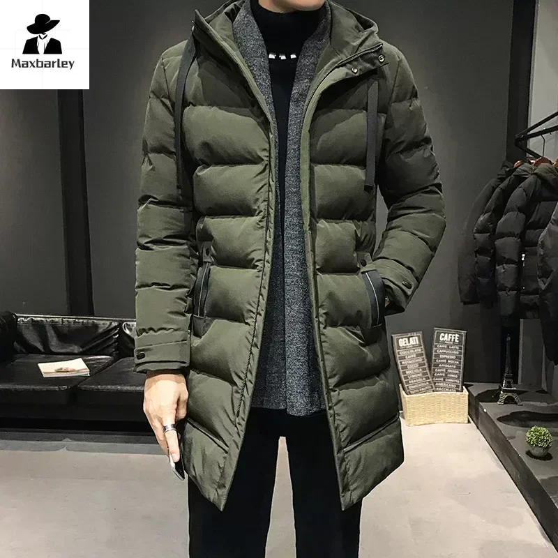 

All-Weather Plus Size Parka for Men Featuring Long Winter Design Hooded Casual Style High-Quality Green Insulated Down Jacket