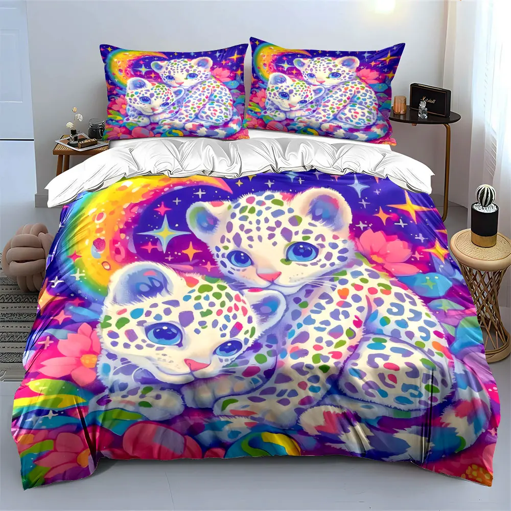 Colorful Leopard Decorative Set Soft Skin-Friendly Bedding Set Includes 1 Duvet Cover And 2 Pillowcase, Gift
