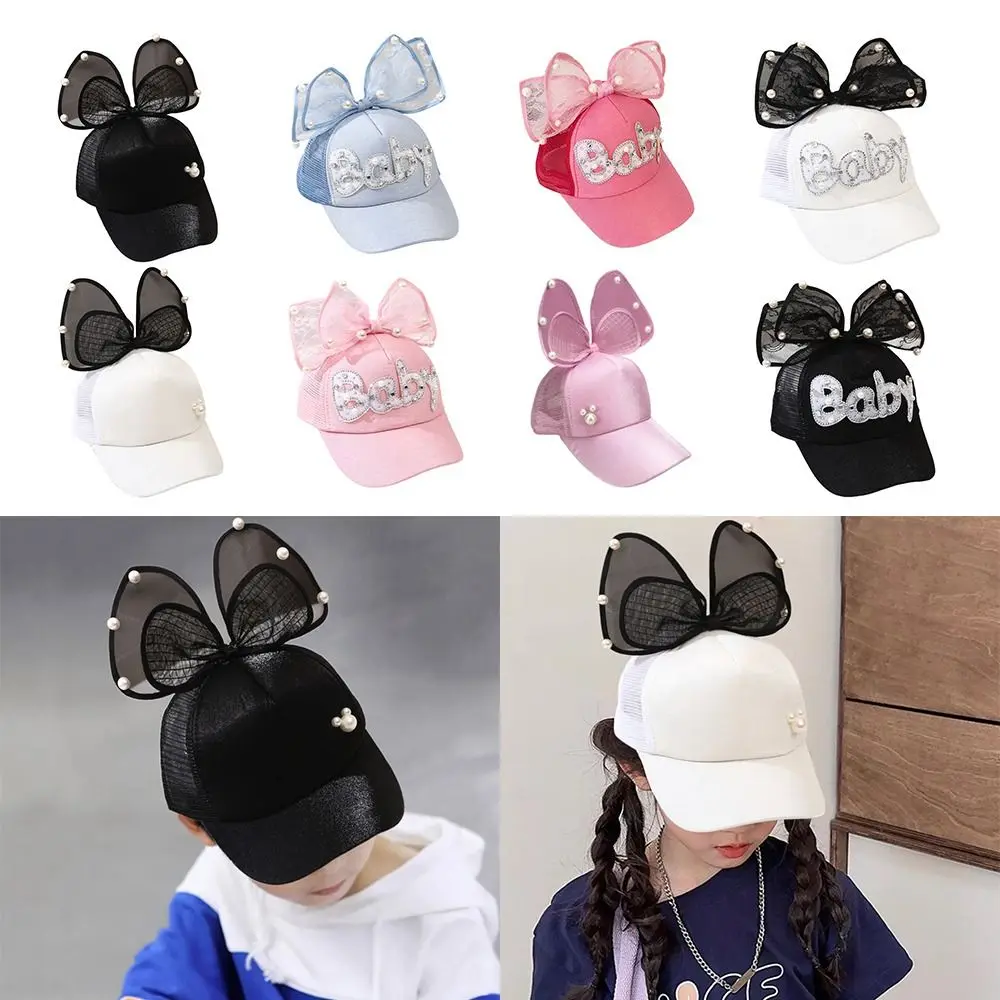 Bow Knot Baby Children Baseball Cap Adjustable Sun UV Protection Duck Tongue Cap Sun Visor Hat Breathable Fisherman Hat