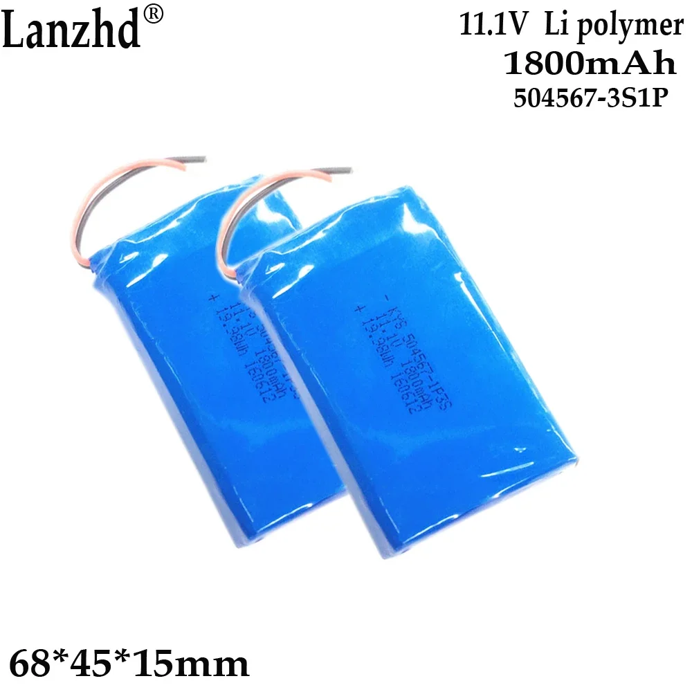 Batterie polymère li 11.1V, pour équipement de sécurité, appareil médical, lampe murale, thérapie, équipement de sécurité 504567 -3S 1800mAh