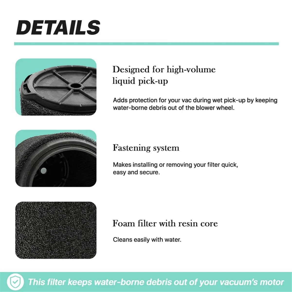 VF7000 Filter pengganti vakum Ridgid basah saja Vac Filter untuk Ridgid 5-20 galon vakum basah/kering