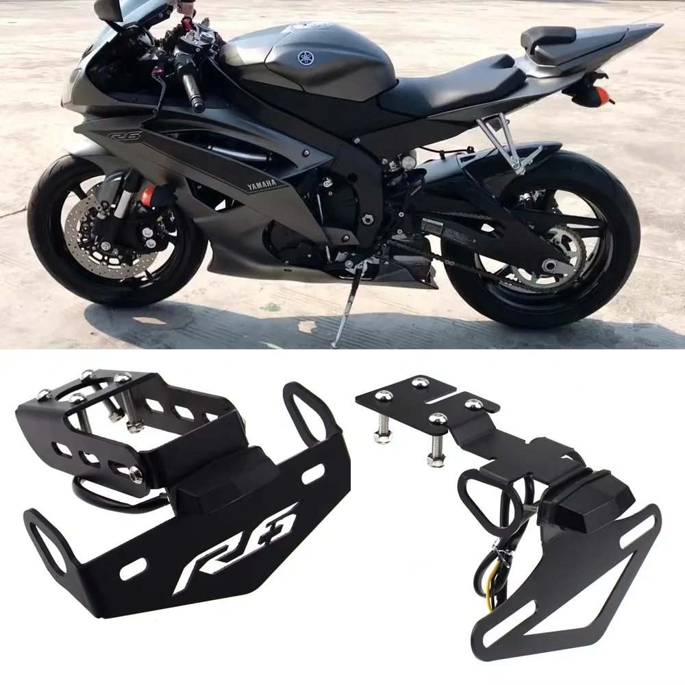 YZF R6 License Plate Holder LED Light Fit For YAMAHA YZF-R6 2006-2024 YZFR6 Motorcycle Tail Frame Bracket Rear Fender Eliminator