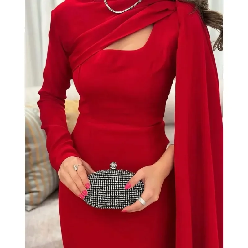 Vestidos de noche con cinta larga de un hombro, vestido de fiesta de cóctel para invitados de boda, vestido Formal elegante para mujer, vestido de graduación